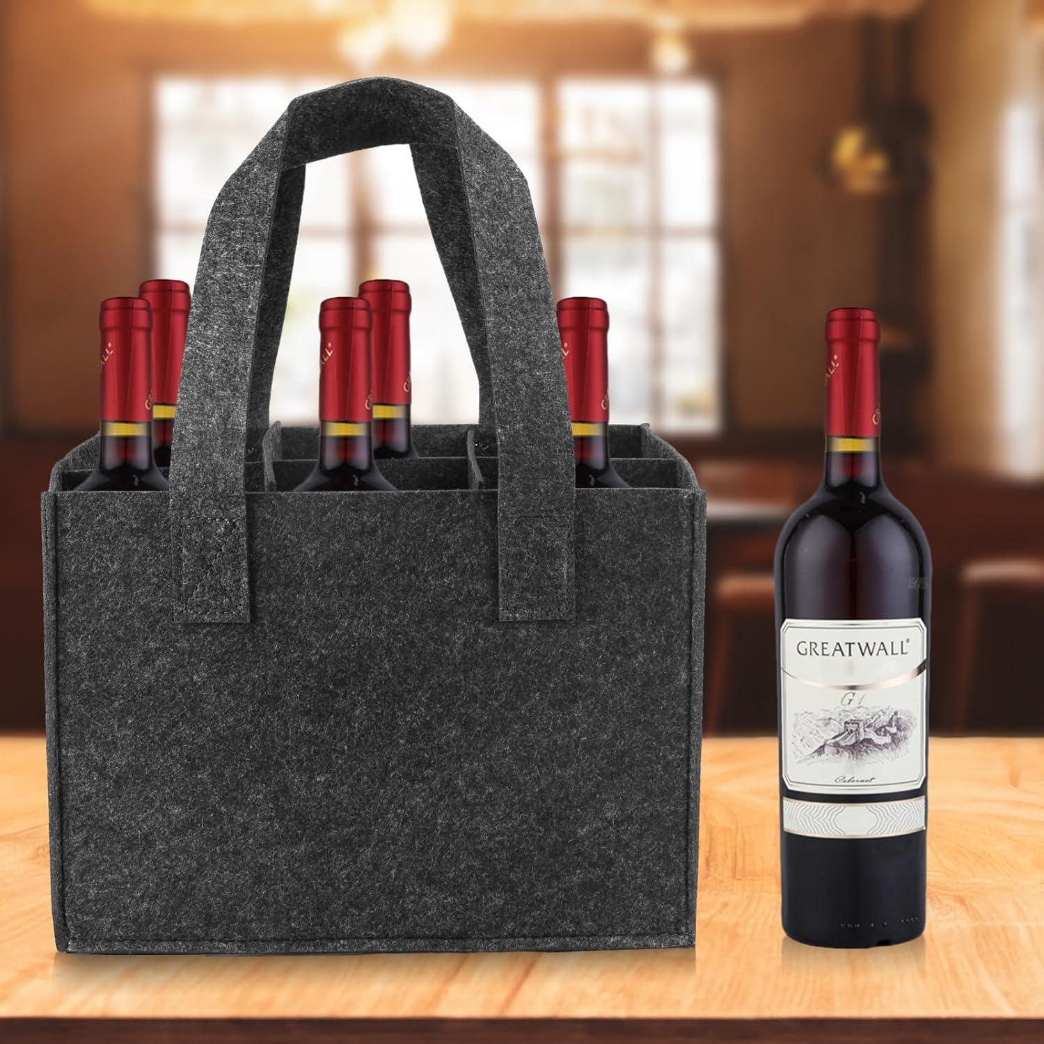 Filz Flaschentasche 6 Flaschen Wein Bier Getränke Picknick Weinhalter