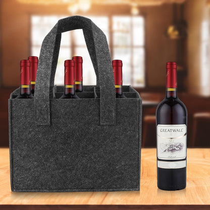 Filz Flaschentasche 6 Flaschen Wein Bier Getränke Picknick Weinhalter