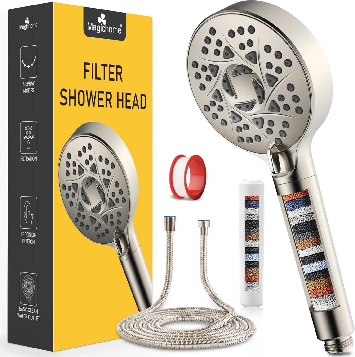 Hochdruck Duschkopf mit 18-stufiger Filtration und 6 Strahlarten