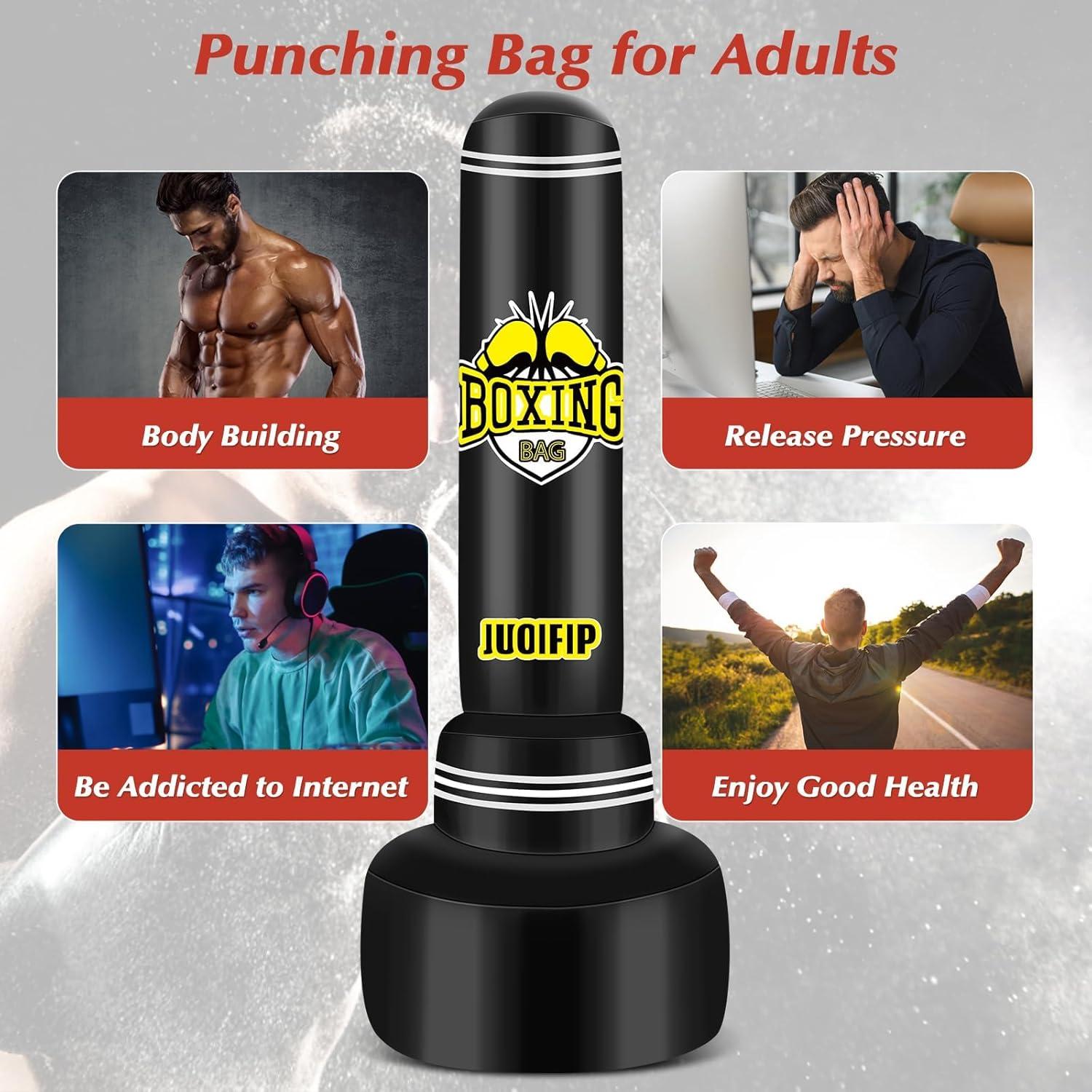 Boxsack Stehend 180cm - Punching Bag für Erwachsene mit Boxhandschuhen