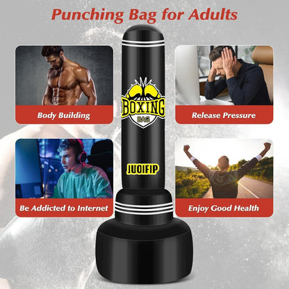 Boxsack Stehend 180cm - Punching Bag für Erwachsene mit Boxhandschuhen