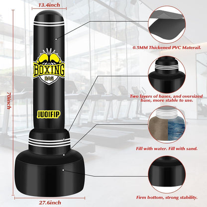 Boxsack Stehend 180cm für Erwachsene mit Boxhandschuhen und Luftpumpe