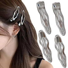 Silber Welle Metall Haarspangen Damen Mädchen Haarschmuck 4 Stück