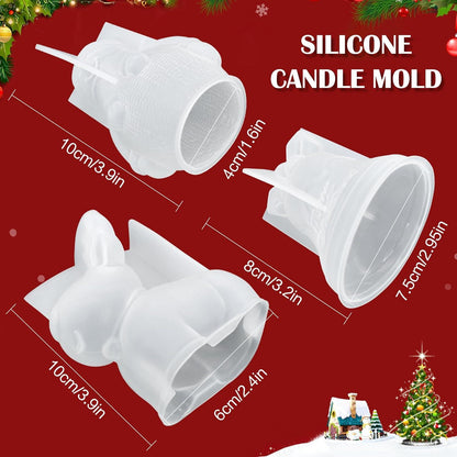 3er Set Silikonformen Weihnachten Kerzen Gießformen DIY