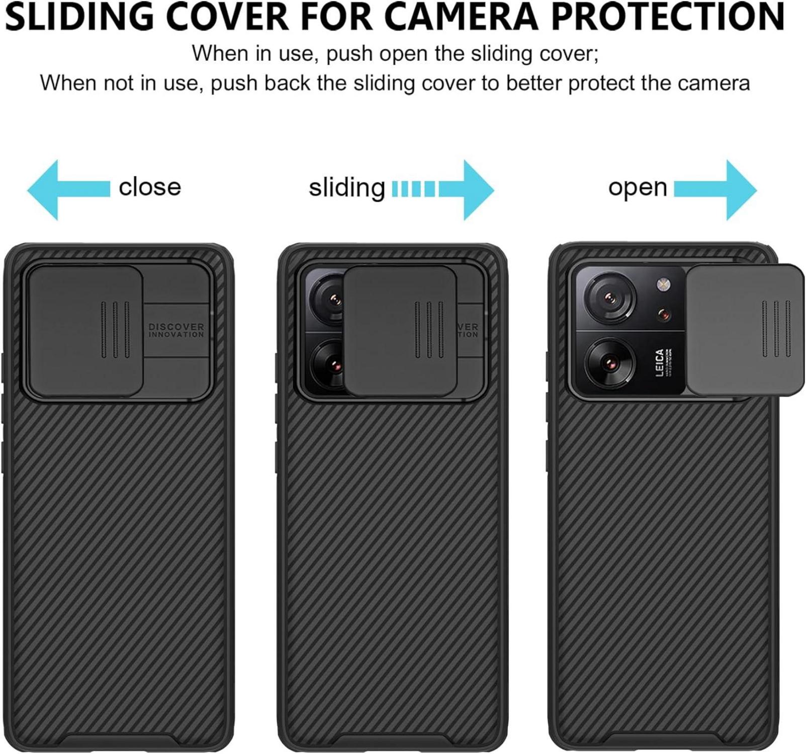 Schwarze Xiaomi 13T/13T Pro Handyhülle Kameraschutz Slide Camera