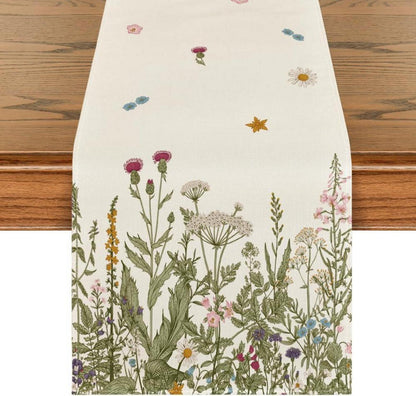 Artoid Herbst Tischläufer Antike Kräuter Wilde Blumen 40x180 cm
