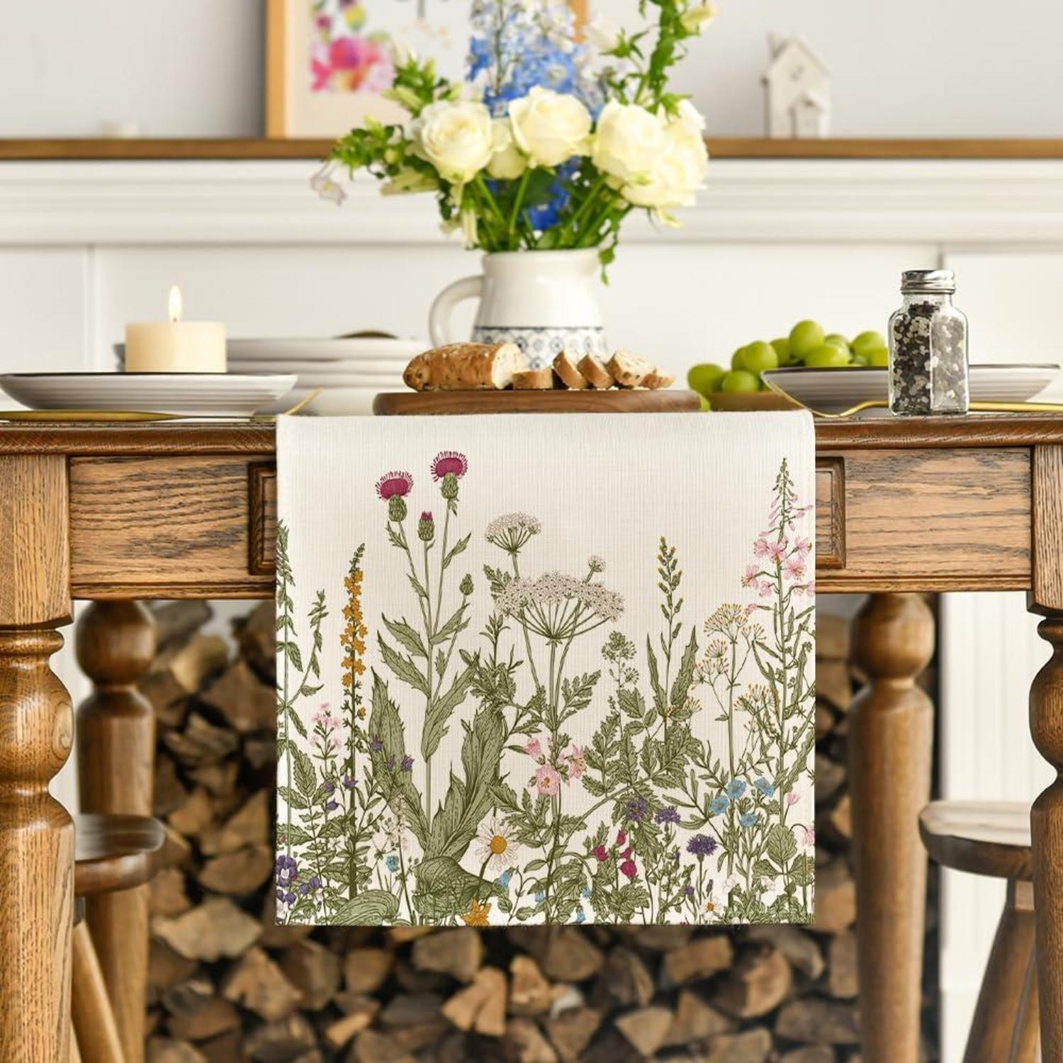 Artoid Mode Antike Kräuter Dekor Tischläufer 40x180 cm Beige