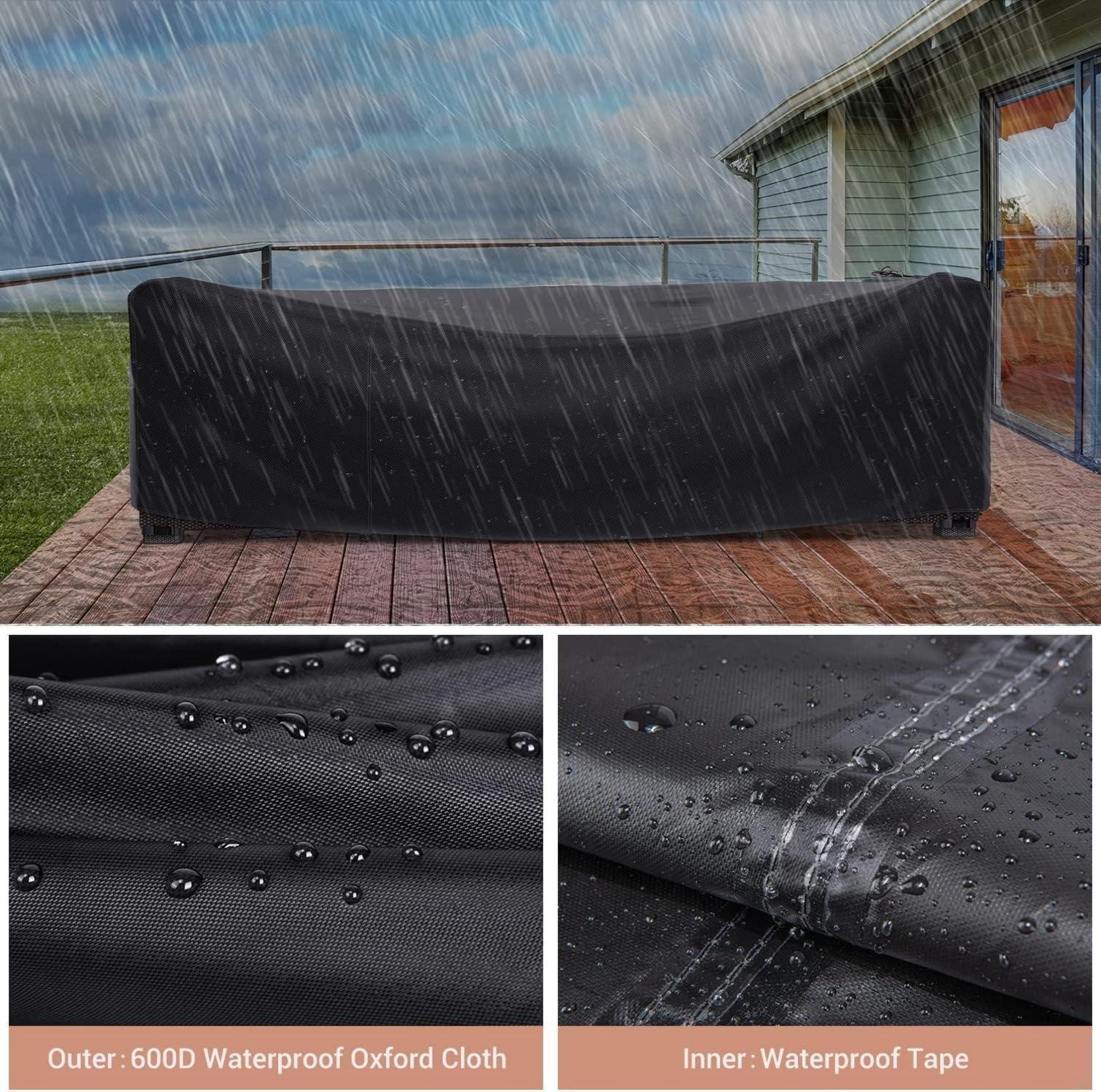 Abdeckung Gartenmöbel 420D Oxford Wasserdicht 180×120×74CM Schwarz