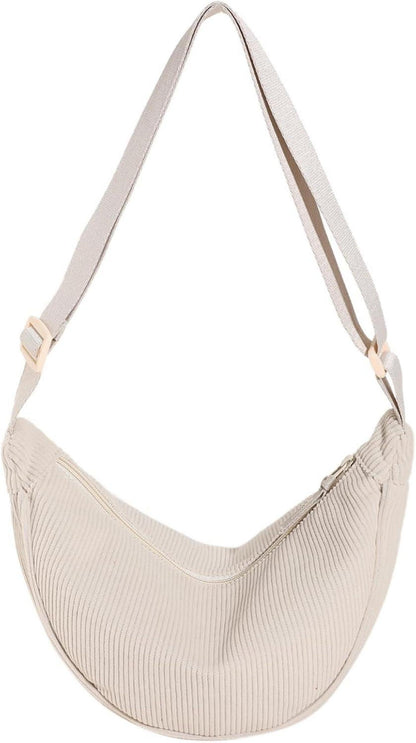 Kleine Halbmondtasche aus Cord Crossbody Bag Damen Tasche