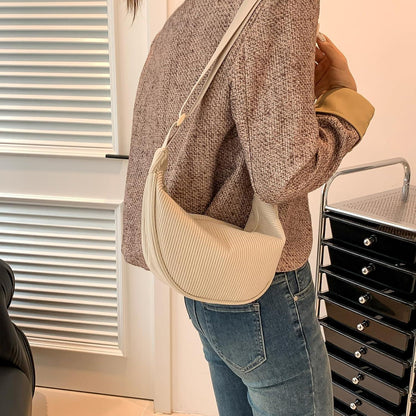 Kleine Halbmondtasche aus Cord - Damen Crossbody Bag in A-beige