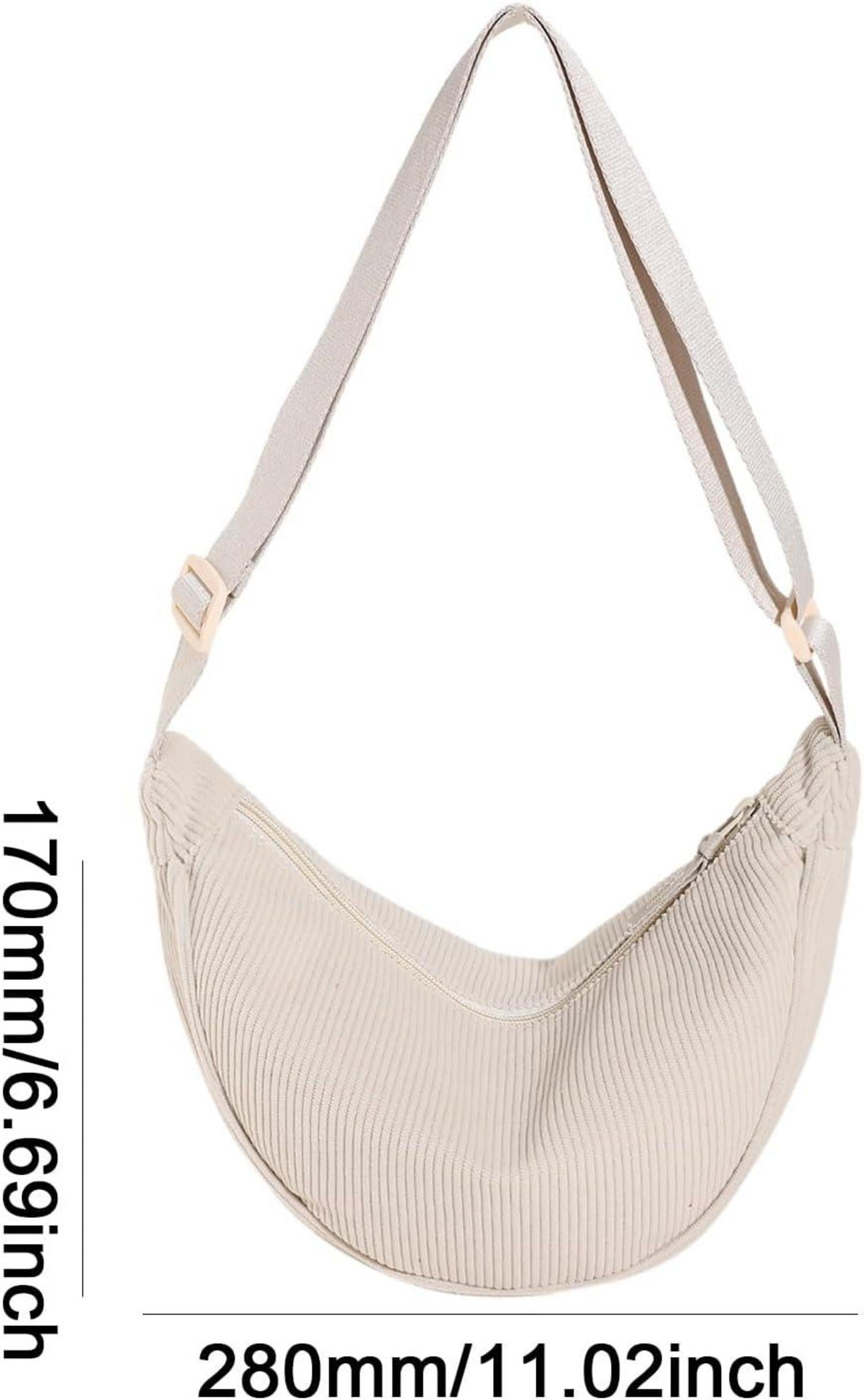 Kleine Halbmondtasche Cord Crossbody Bag Damen Umhängetasche A-beige