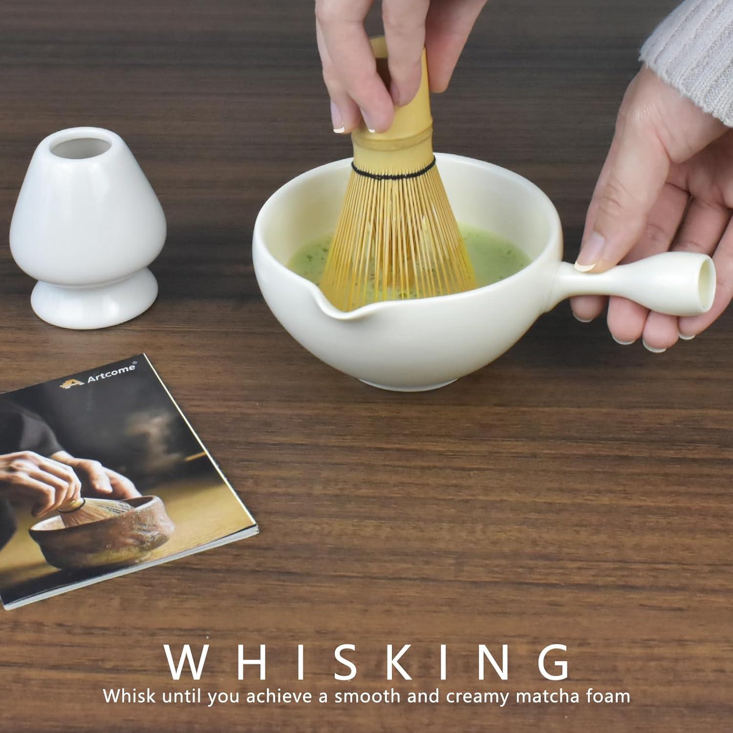 Japanisches Matcha-Zeremonie-Set Bambus-Schale mit Ausgießer & Griff