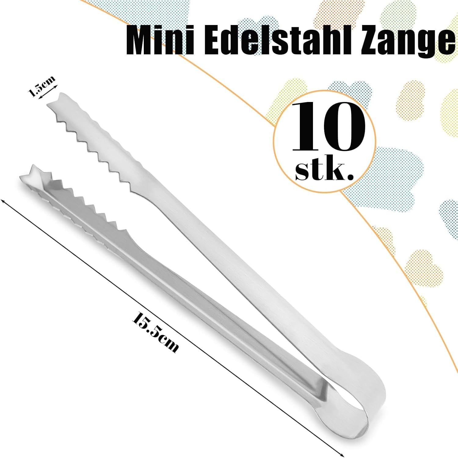 Mini-Edelstahlzangen Set 10 Stück für BBQ Salat Eiswürfel