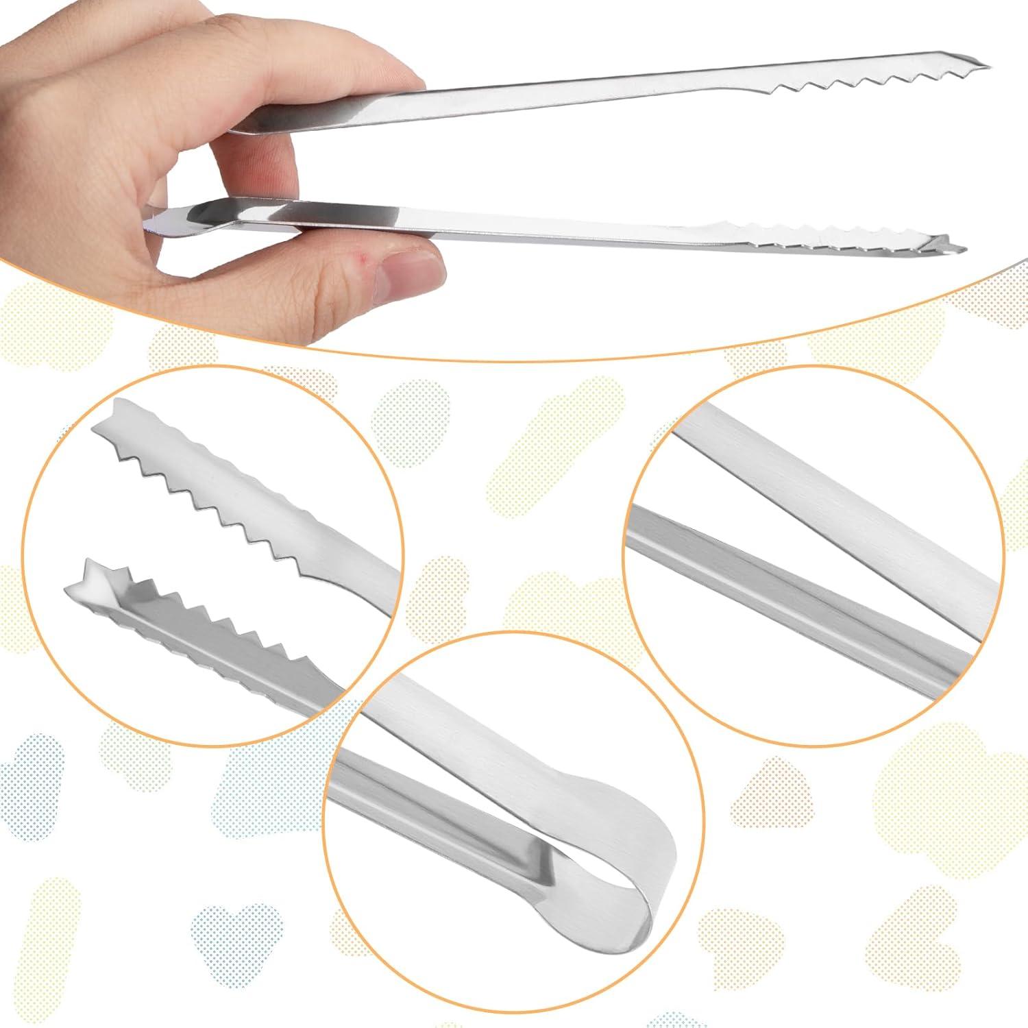 10er Set Mini-Edelstahlzangen für BBQ, Eis, Salat - Multifunktional