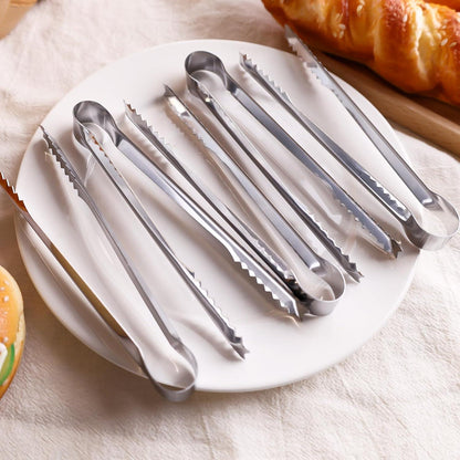 10 Mini-Edelstahlzangen für BBQ, Eis, Salat, 10 Stück