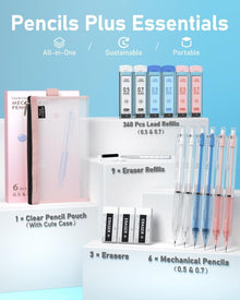 Mechanisches Bleistift Set 6 Stück 0,5 & 0,7mm, 360 Minen HB