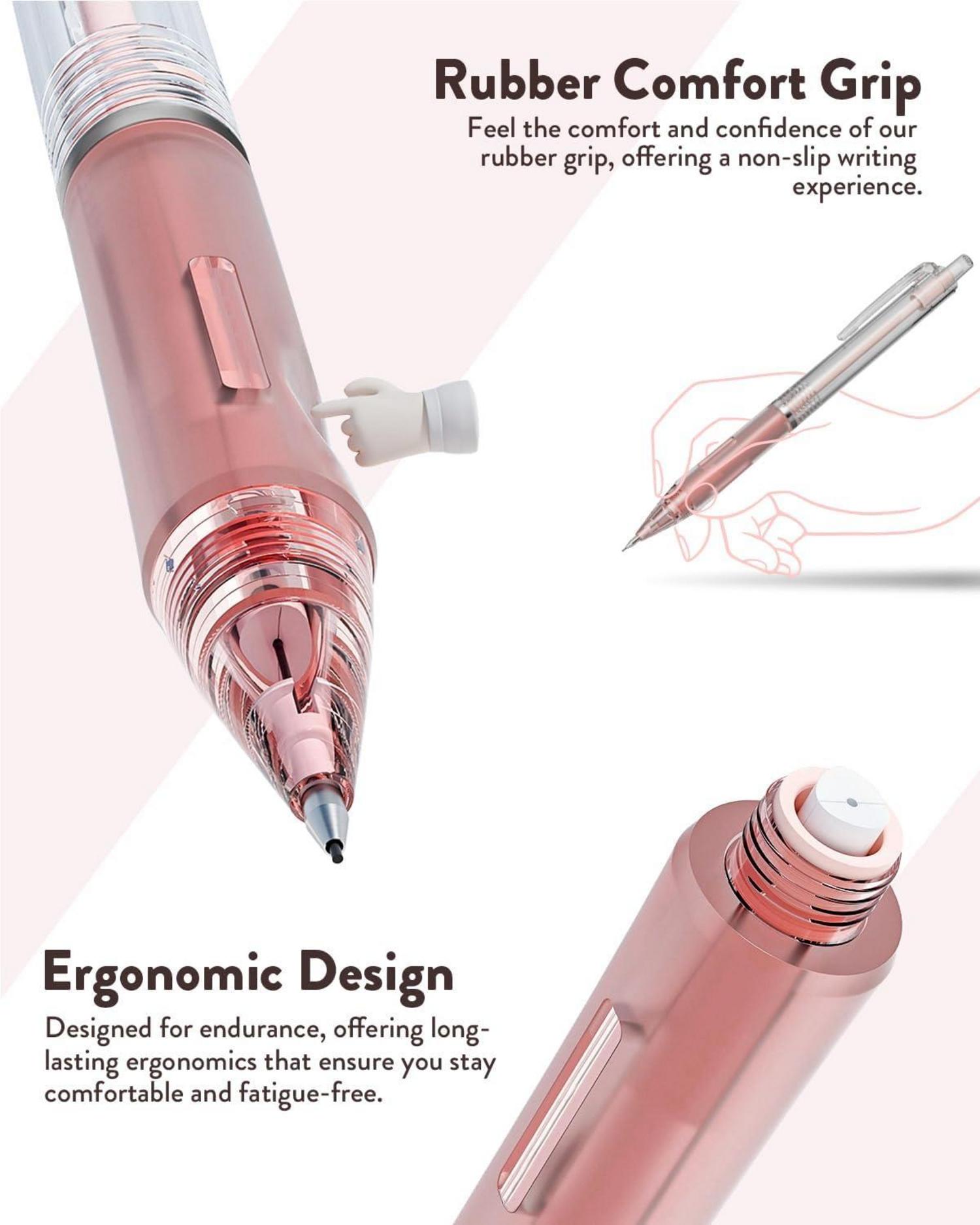 Druckbleistift Set mit Mäppchen, 6 Stück Minenbleistift 0,5 & 0,7 mm, 360 Minen HB, 3 Radierer, Aesthetic School Stuff 6PCS