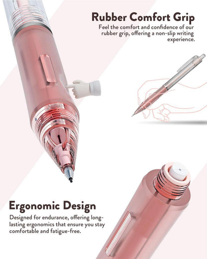 Druckbleistift Set mit Mäppchen, 6 Stück Minenbleistift 0,5 & 0,7 mm, 360 Minen HB, 3 Radierer, Aesthetic School Stuff 6PCS