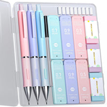 3er Set Pastell Druckbleistifte mit 360 HB Minen, Radierern