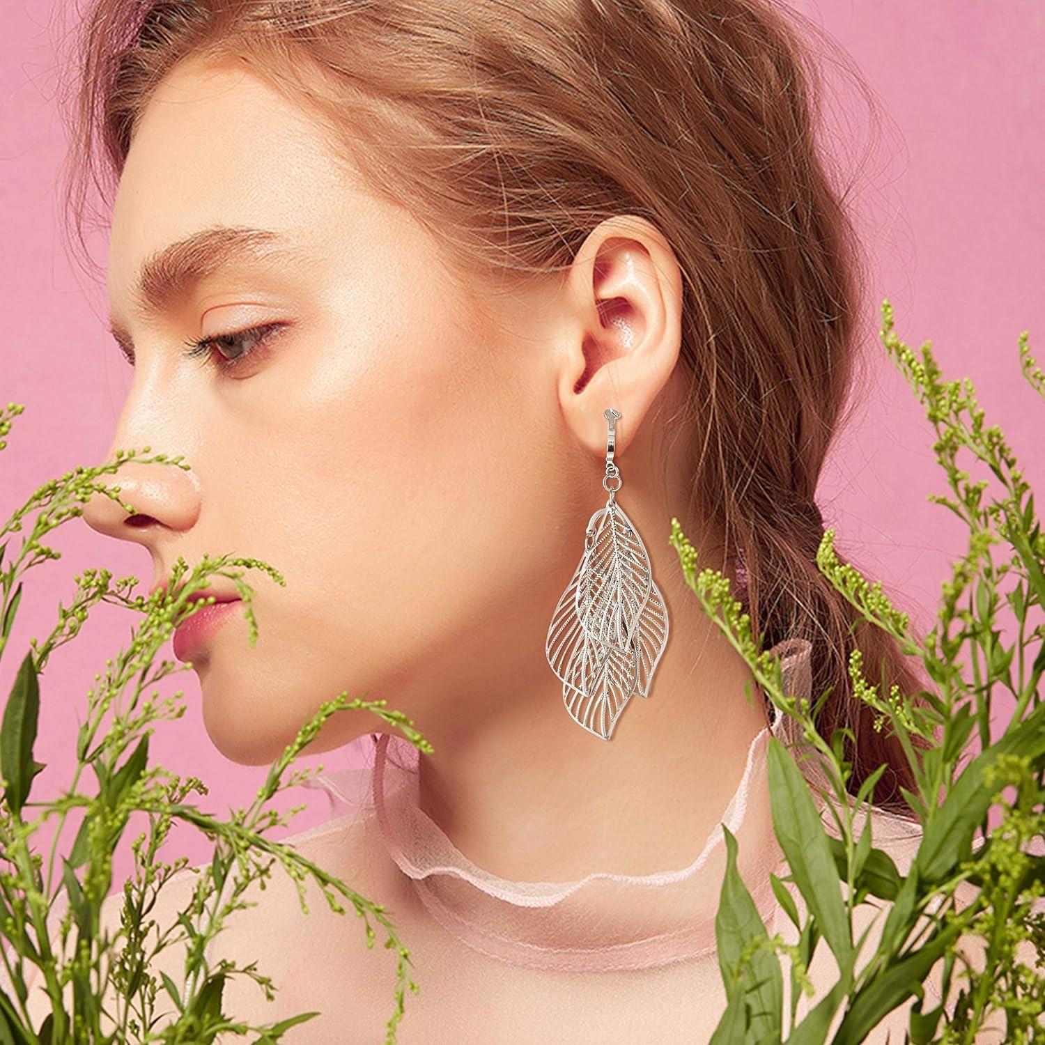 15Paar Ohrclips Damen Mädchen Boho Hängend Ohrringe Clip Twist Lang