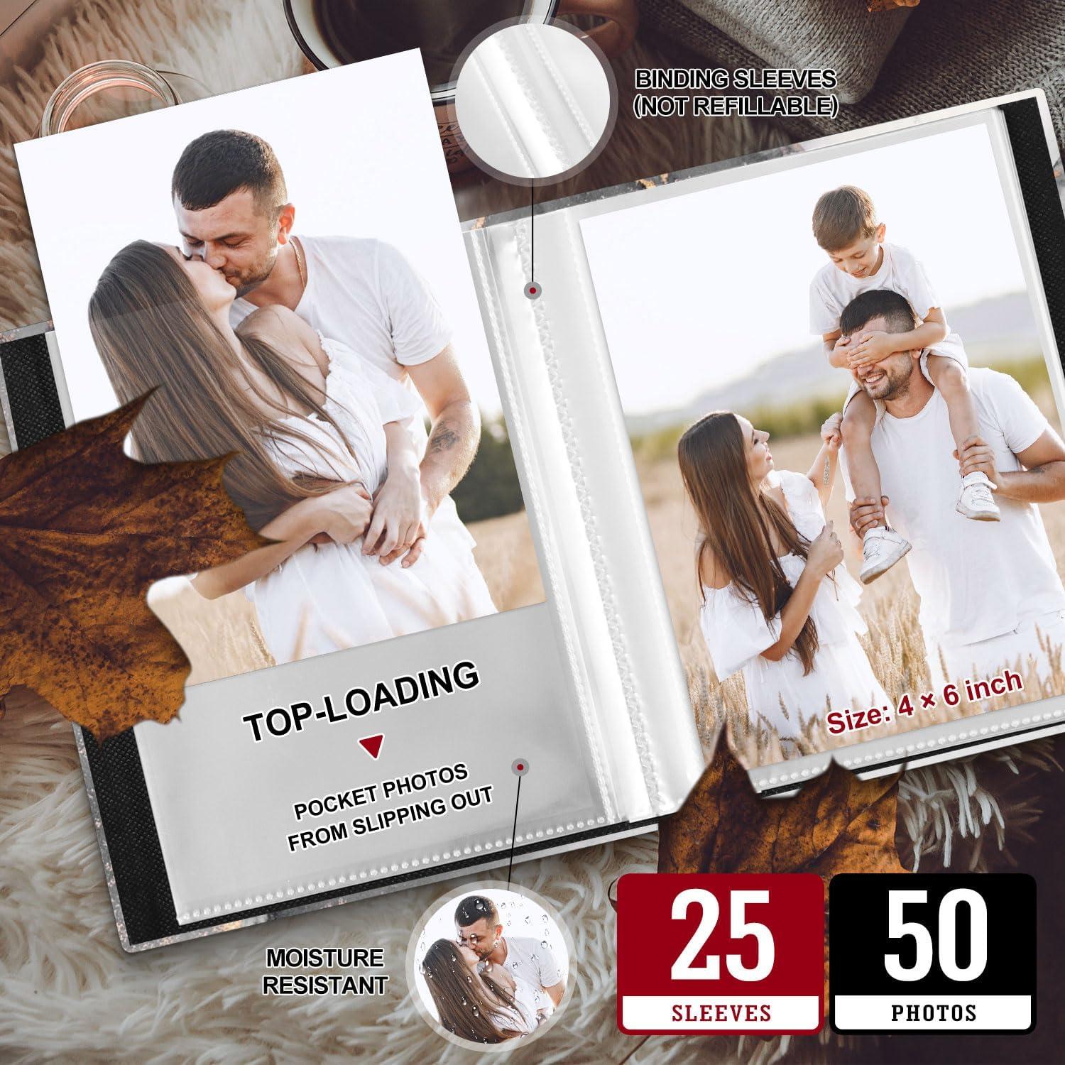 Fotobuch 10x15 cm 50 Fotos Leder Hardcover Marine 2 Packungen
