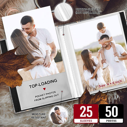 Fotobuch 10x15 cm 50 Fotos Leder Hardcover Marine 2 Packungen