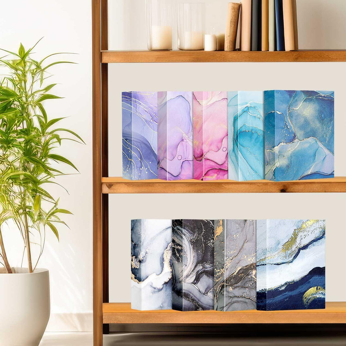 Fotoalbum 10x15 cm 2er-Pack Hardcover Grau Gold in Lederoptik