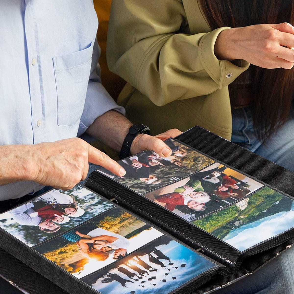 Fotoalbum Hardcover 300 Fotos 10x15 cm Grau Gold in Lederoptik