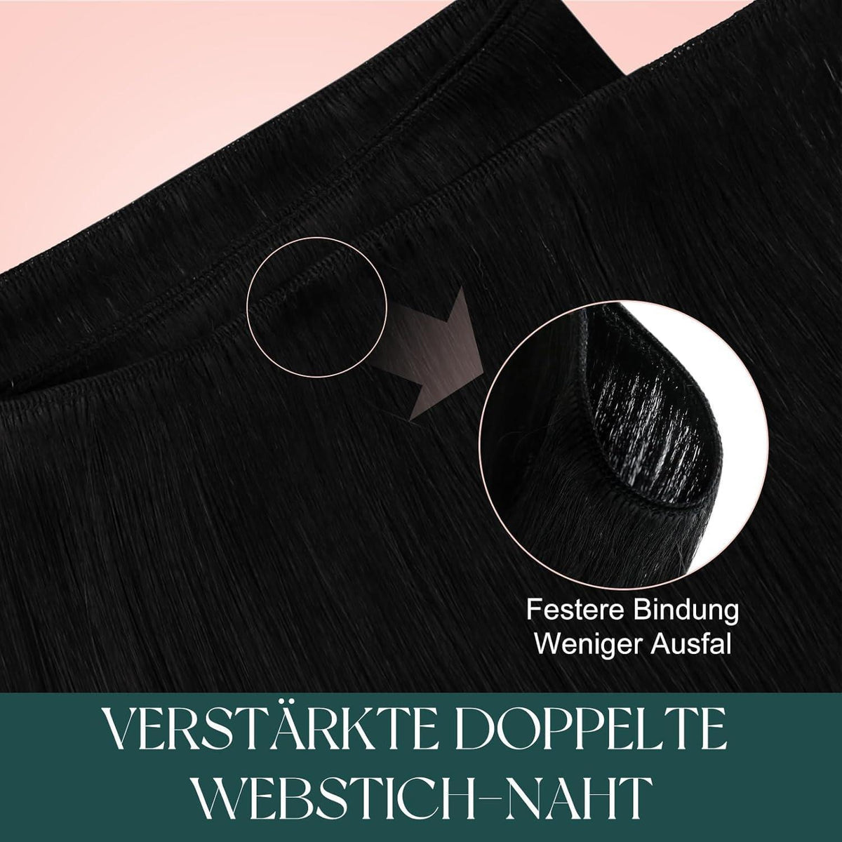 Echthaar Tressen Schwarz 45cm – Remy Haarverlängerung