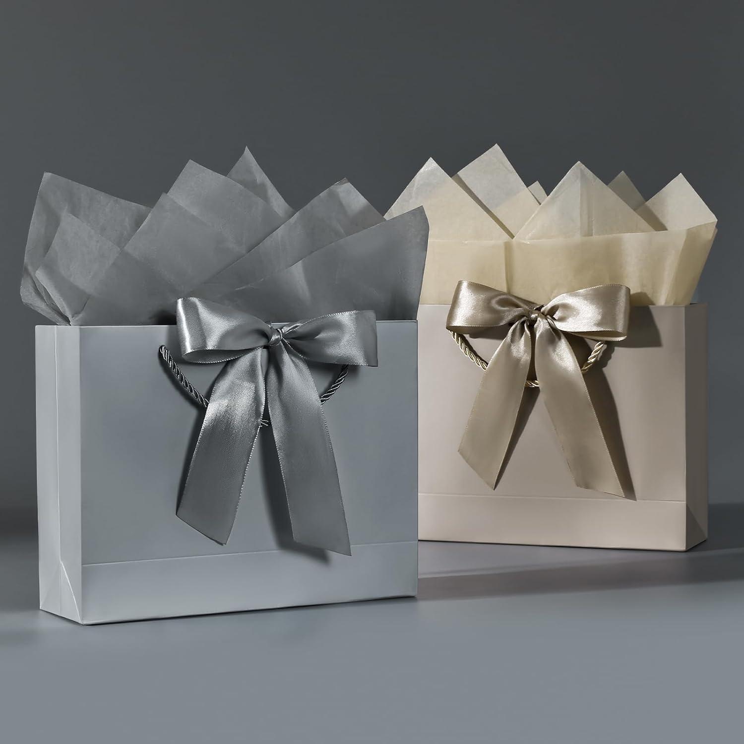 BBLIKE Geschenktüten Hochzeit Geburtstag Party Grey+Gold