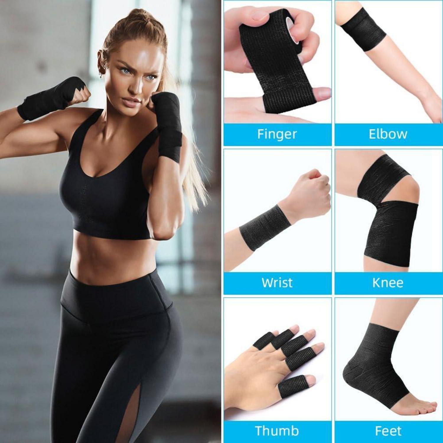 Selbsthaftende elastische Verbandrolle Schwarz 8er Pack 4.5m