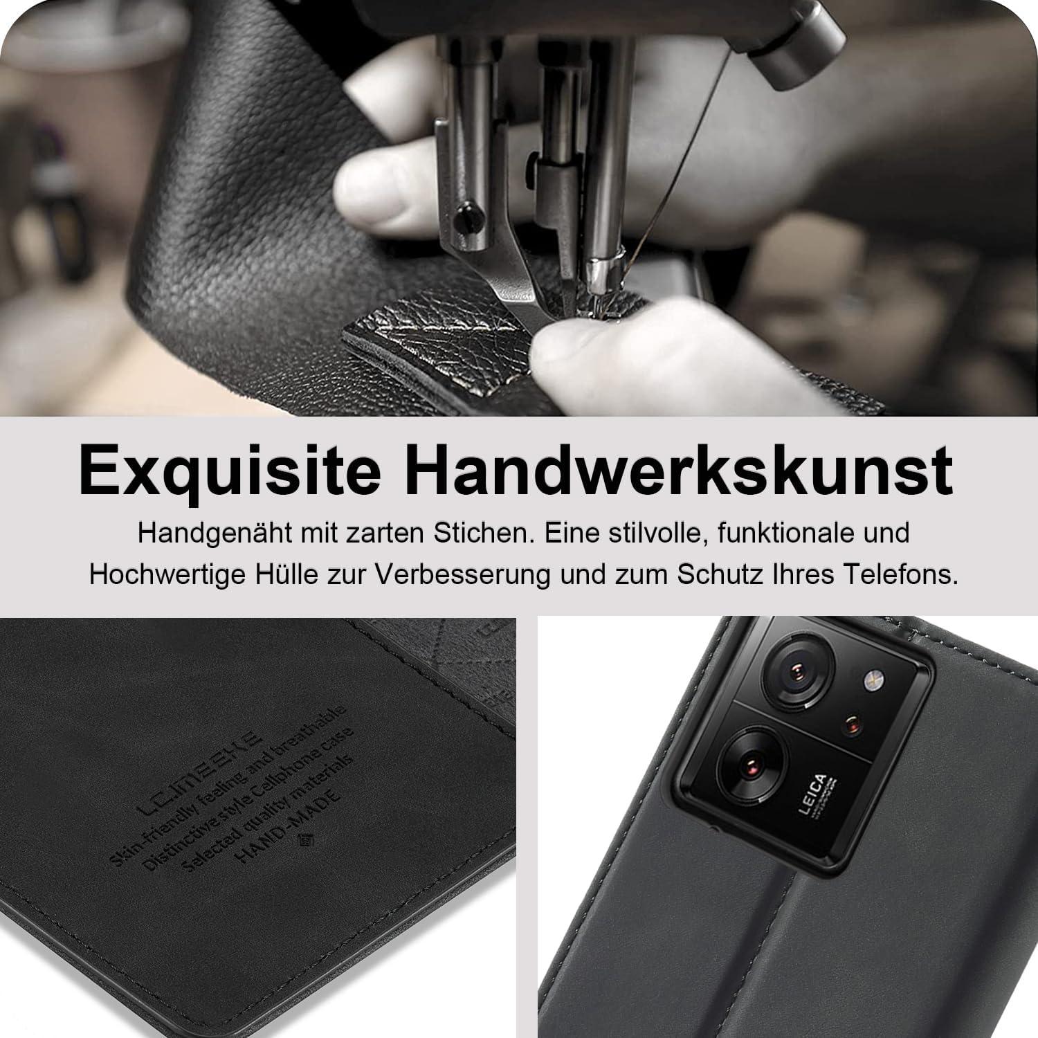 Handyhülle Xiaomi 13T Pro Leder Flip Wallet mit Schutzfolie