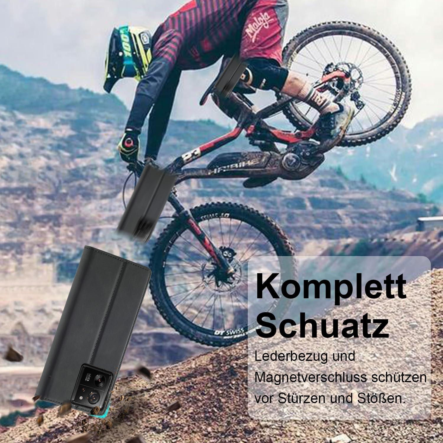 Handyhülle Xiaomi 13T/13T Pro Leder Flip Wallet Schutzhülle Schwarz