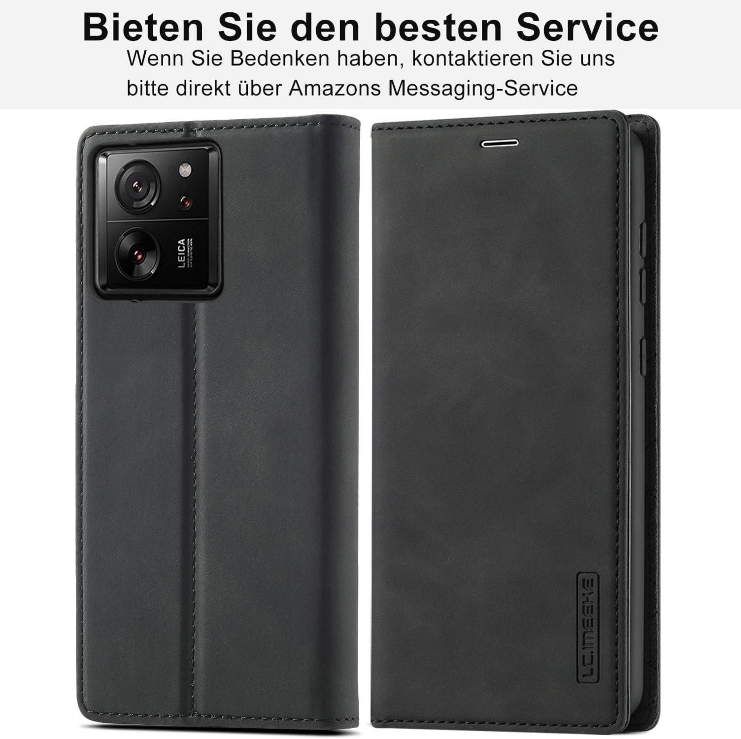 Handyhülle Xiaomi 13T/13T Pro Leder Flip Wallet Schutzhülle Schwarz