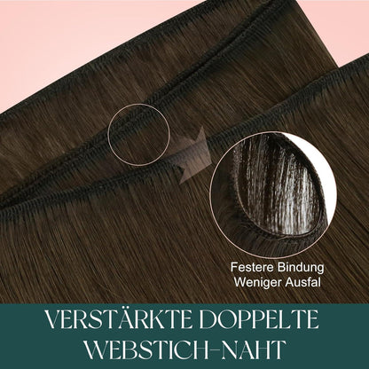Echthaar Tressen zum Einnähen Dunkelbraun/Aschblond 55cm