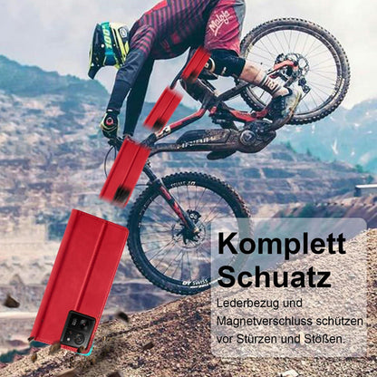 Xiaomi 13T Pro Hülle Leder Flip Wallet Schutzhülle 360 Rot