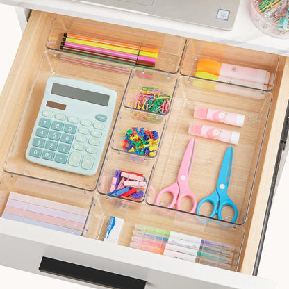 Schubladen Organizer 11-teiliges Set, transparent, stapelbar, rutschfest