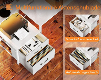 Schreibtisch LED mit Schubladen, Reversibel Eckschreibtisch