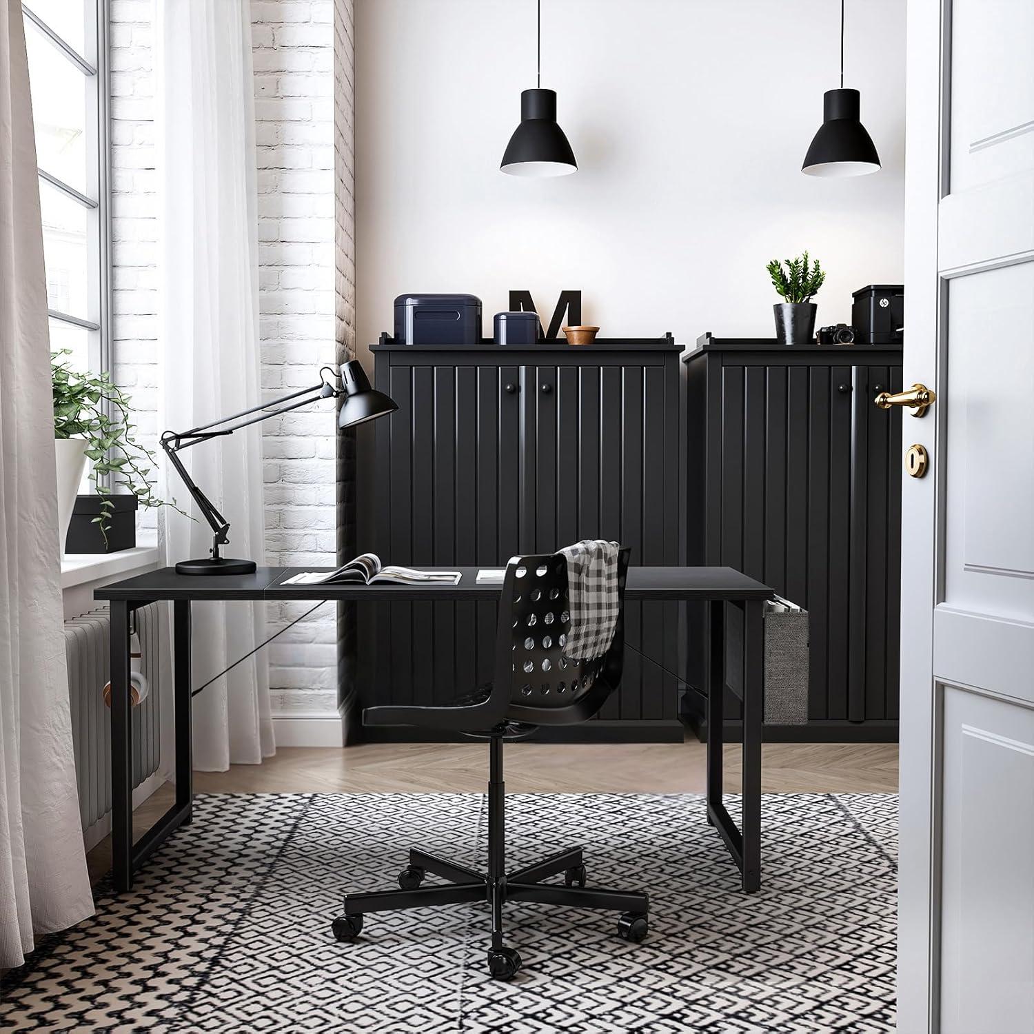 Schreibtisch Schwarz 160x55x73,5cm Computertisch mit Aufbewahrungstasche