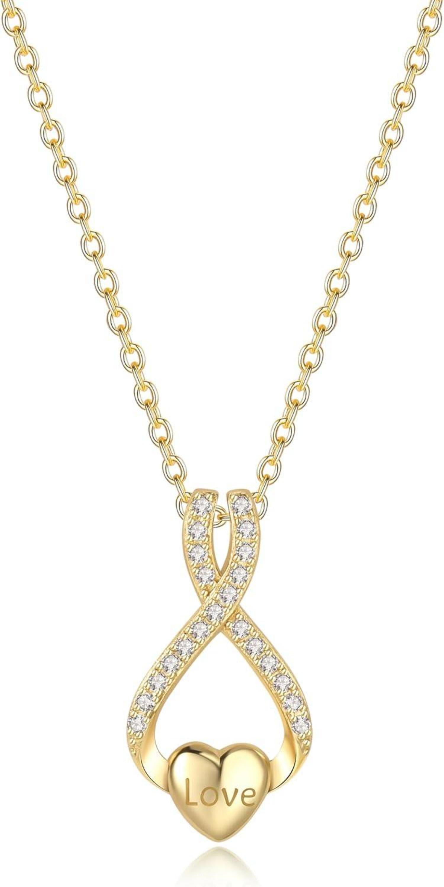 GW Damen Halskette Silber Herzanhaenger Zirkonia Geschenk Frauen