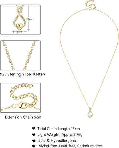 GW Damen Halskette Silber Herzanhaenger Zirkonia Geschenk Frauen