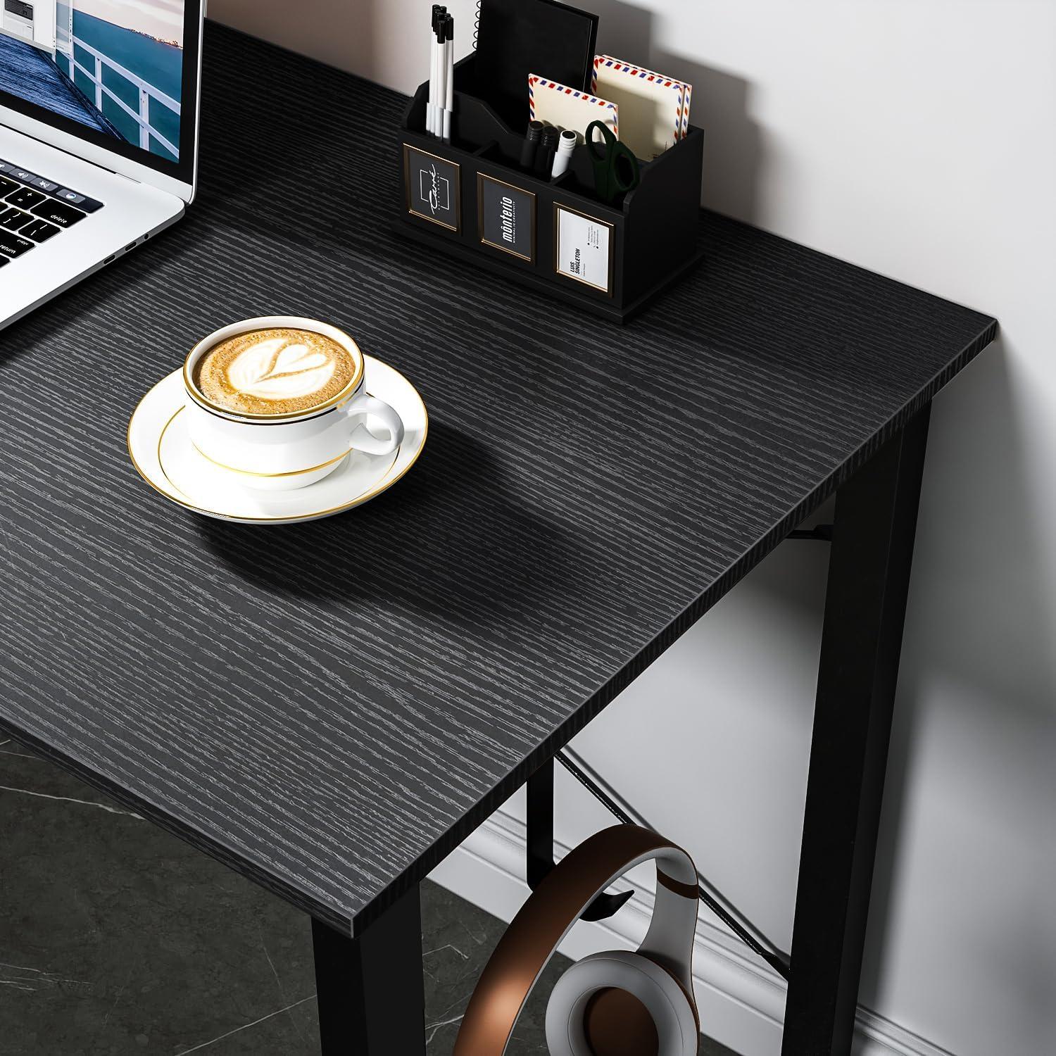 Schreibtisch Holz Schwarz 138x50x73.5cm Bürotisch PC Tisch