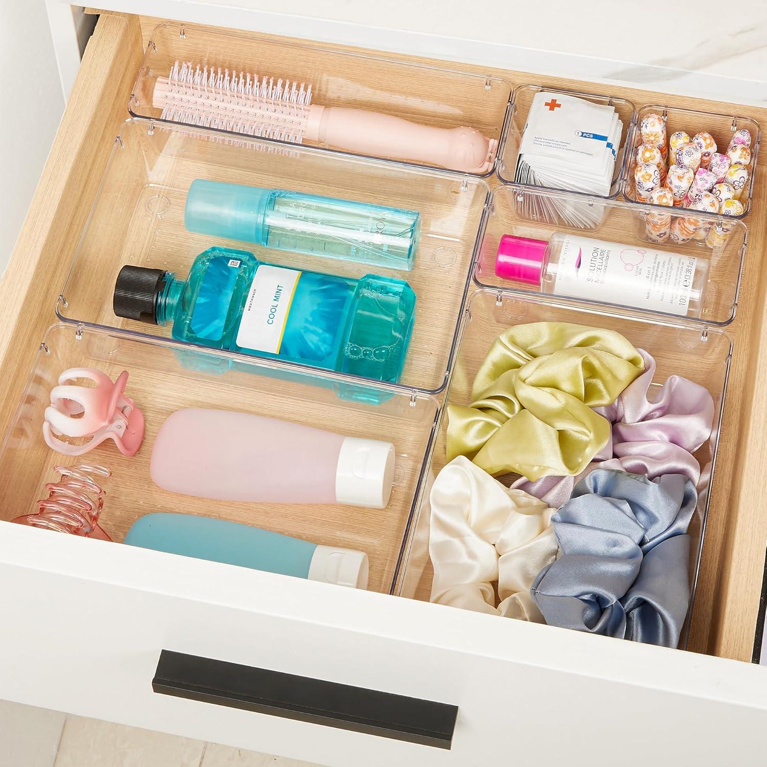 Transparente Schubladen Organizer Set für Küche Bad Schmuck Büro
