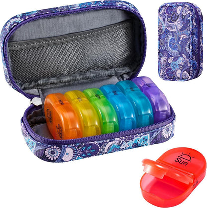 Tablettenbox 7 Tage Pu Leder Regenbogen 2 Fächer Medikamentenbox
