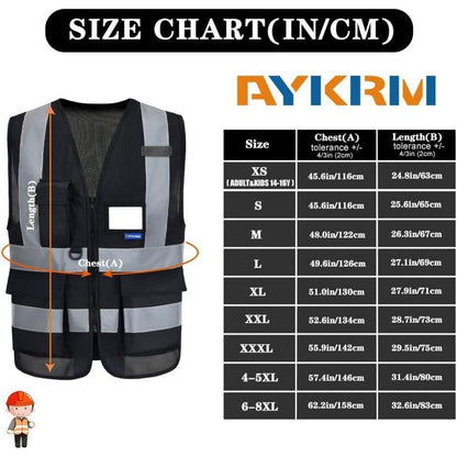 Sicherheitsweste 21 Farben mit Reflektorstreifen 3XL Schwarz