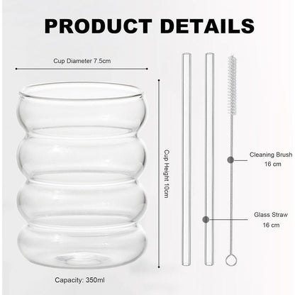 Geripte Cocktailgläser Longdrinkgläser 350ml 6x Strohhalmen