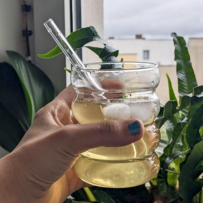 Geripte Cocktailgläser Longdrinkgläser 350ml 6x Strohhalmen