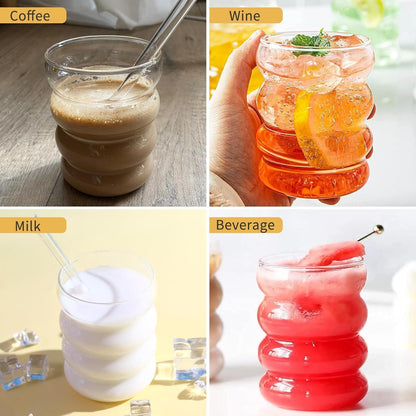 Geripte Cocktailgläser Longdrinkgläser 350ml 6x Strohhalmen