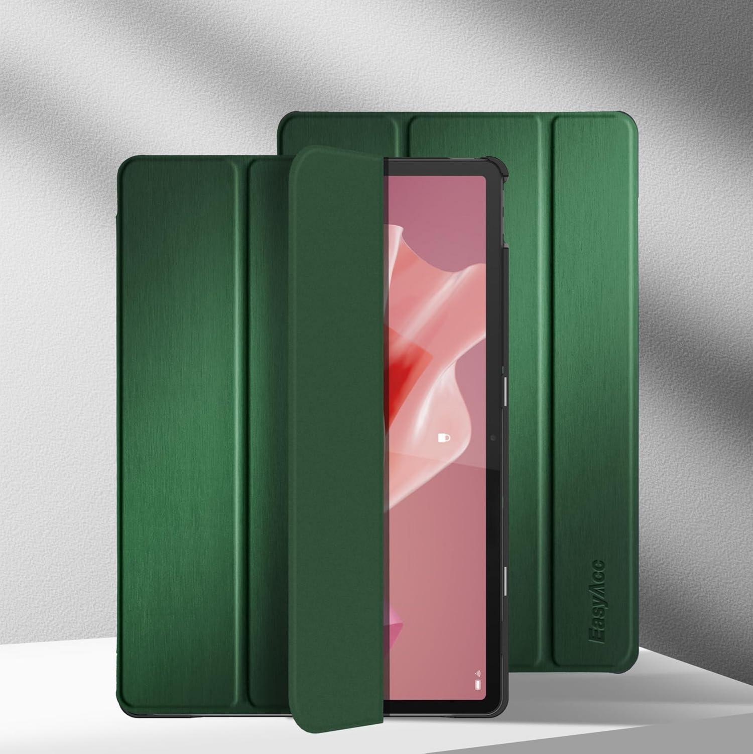 EasyAcc Hülle für Lenovo Tab P12 2023 | Ultra Dünn, Stifthalter, Standfunktion | 12,7 Zoll, olivgrün