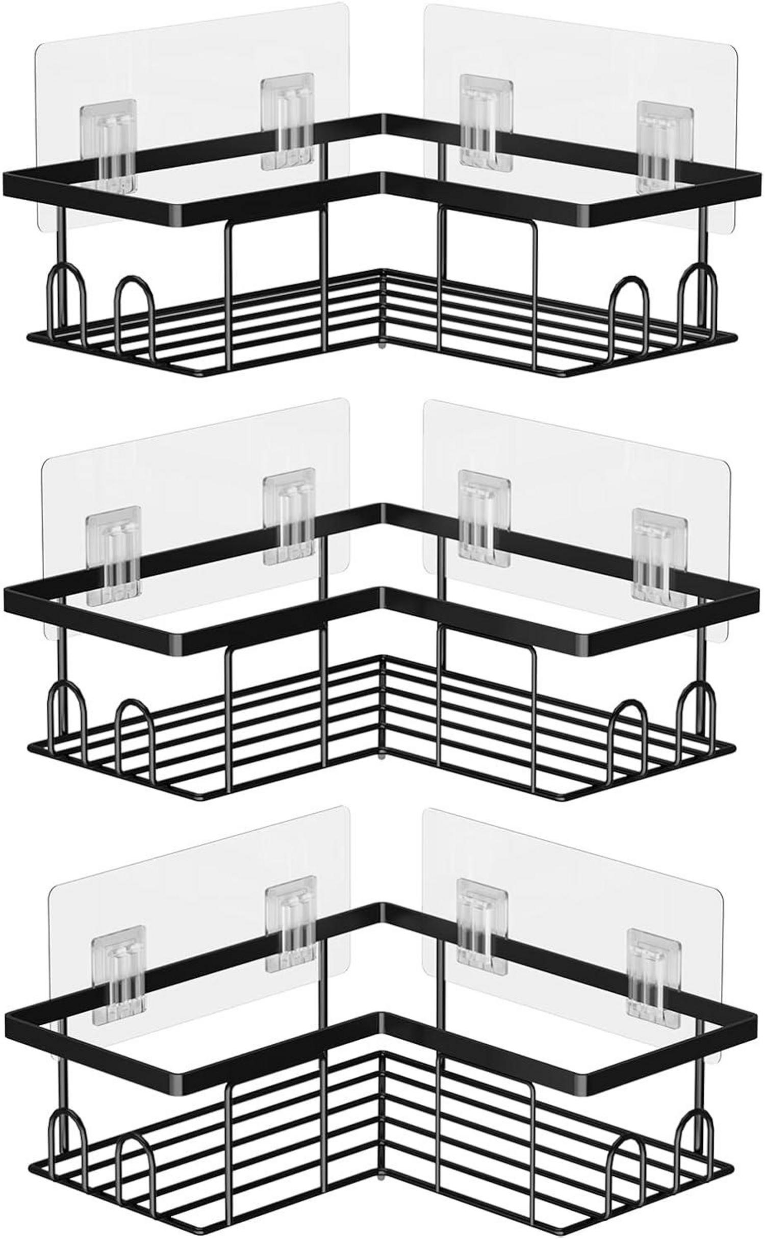 Duschablage ohne Bohren Schwarz 3 Stück Badezimmer Organizer